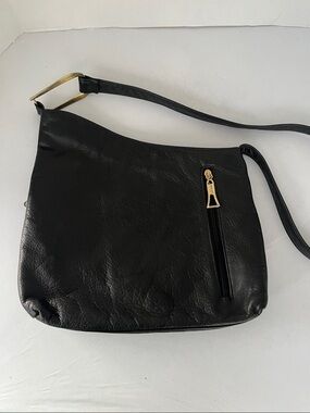 DAWLI Vintage Genuine Leather Shoulder Bag - Black
